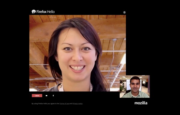 Firefox Hello'da görüşme penceresi