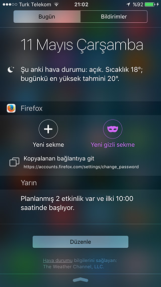 iOS için Firefox Bugün